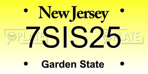 7SIS25 New Jersey License Plate
