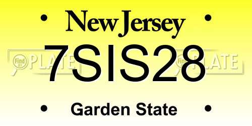 7SIS28 New Jersey License Plate