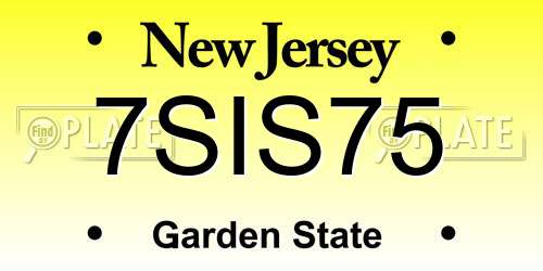 7SIS75 New Jersey License Plate