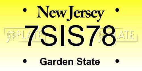 7SIS78 New Jersey License Plate