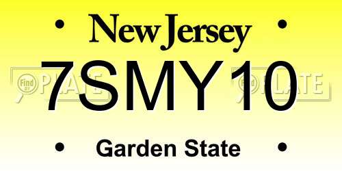7SMY10 New Jersey License Plate