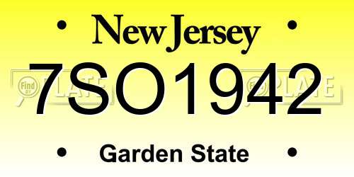 7SO1942 New Jersey License Plate