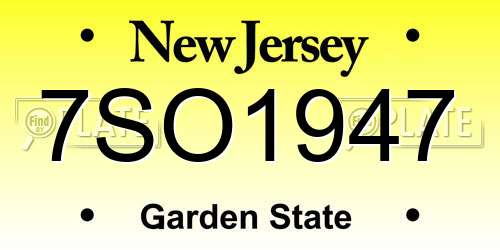 7SO1947 New Jersey License Plate
