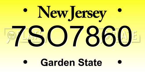 7SO7860 New Jersey License Plate