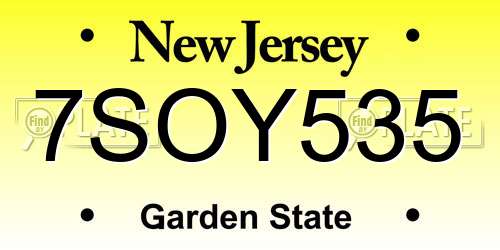 7SOY535 New Jersey License Plate