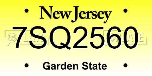 7SQ2560 New Jersey License Plate