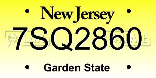 7SQ2860 New Jersey License Plate