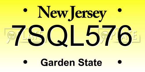 7SQL576 New Jersey License Plate