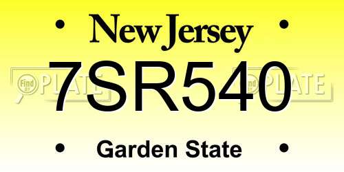 7SR540 New Jersey License Plate