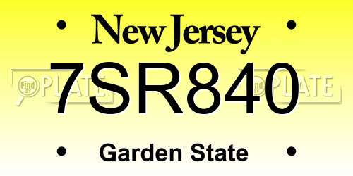 7SR840 New Jersey License Plate