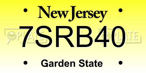 7SRB40 New Jersey License Plate