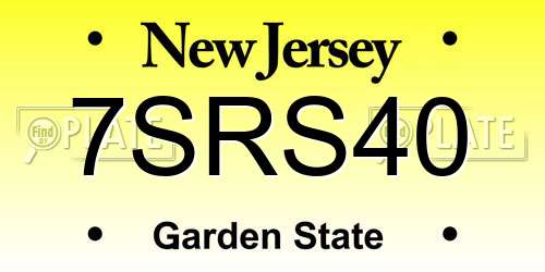 7SRS40 New Jersey License Plate