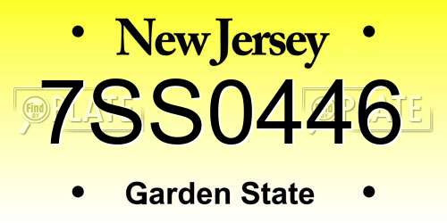 7SS0446 New Jersey License Plate