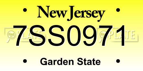 7SS0971 New Jersey License Plate