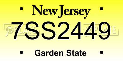 7SS2449 New Jersey License Plate