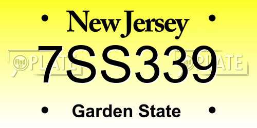 7SS339 New Jersey License Plate