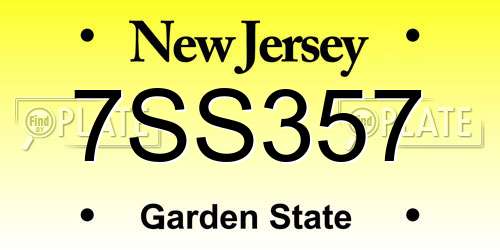 7SS357 New Jersey License Plate