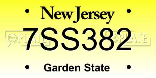 7SS382 New Jersey License Plate