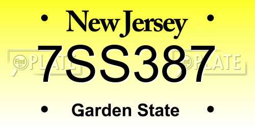 7SS387 New Jersey License Plate