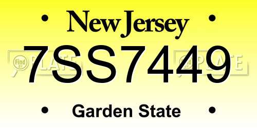 7SS7449 New Jersey License Plate