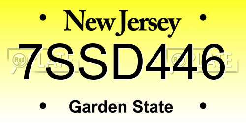 7SSD446 New Jersey License Plate