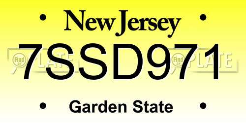 7SSD971 New Jersey License Plate