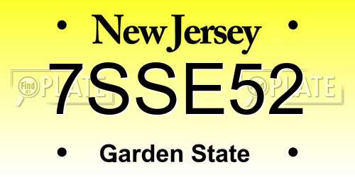 7SSE52 New Jersey License Plate