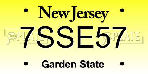 7SSE57 New Jersey License Plate