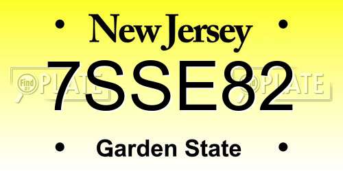 7SSE82 New Jersey License Plate