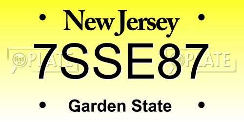 7SSE87 New Jersey License Plate