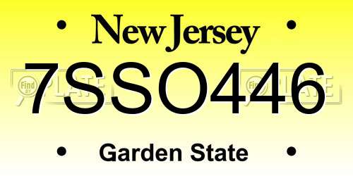 7SSO446 New Jersey License Plate