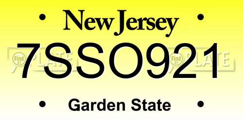 7SSO921 New Jersey License Plate