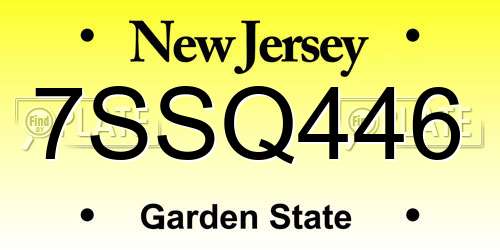 7SSQ446 New Jersey License Plate