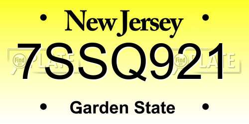 7SSQ921 New Jersey License Plate