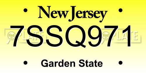 7SSQ971 New Jersey License Plate