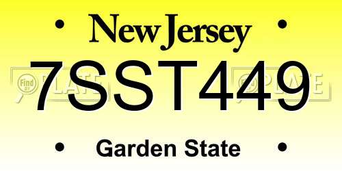 7SST449 New Jersey License Plate
