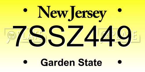7SSZ449 New Jersey License Plate