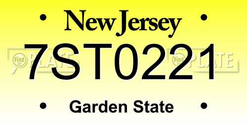 7ST0221 New Jersey License Plate