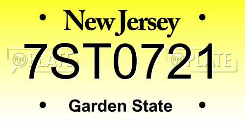 7ST0721 New Jersey License Plate