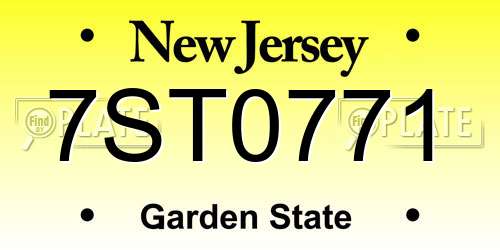 7ST0771 New Jersey License Plate