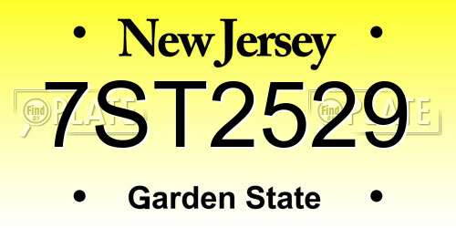7ST2529 New Jersey License Plate