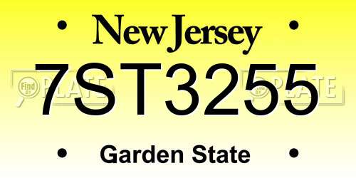 7ST3255 New Jersey License Plate