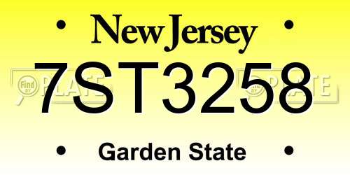 7ST3258 New Jersey License Plate
