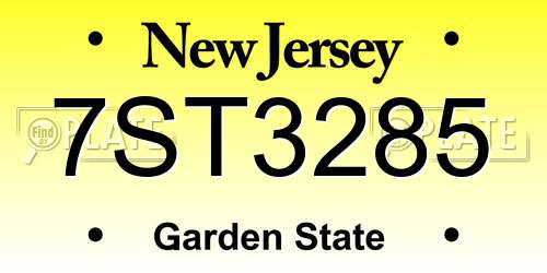 7ST3285 New Jersey License Plate