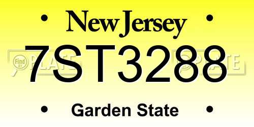 7ST3288 New Jersey License Plate
