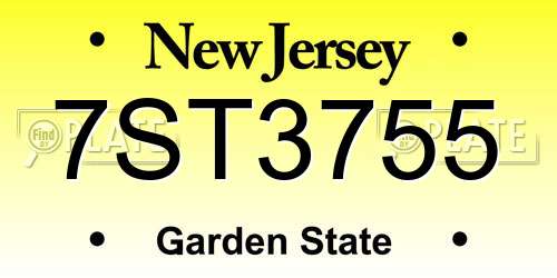 7ST3755 New Jersey License Plate