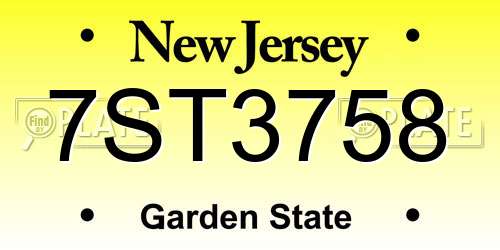 7ST3758 New Jersey License Plate