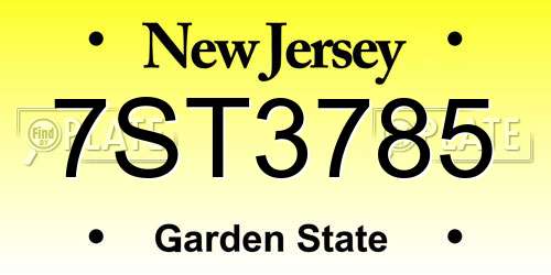 7ST3785 New Jersey License Plate