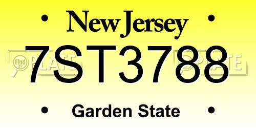 7ST3788 New Jersey License Plate