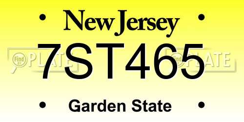 7ST465 New Jersey License Plate
